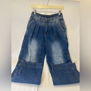 Flamingals Women’s Large High Waisted Wide Leg Barrel Jeans